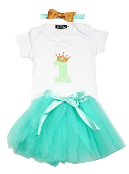 1st Birthday set - Mint and Gold