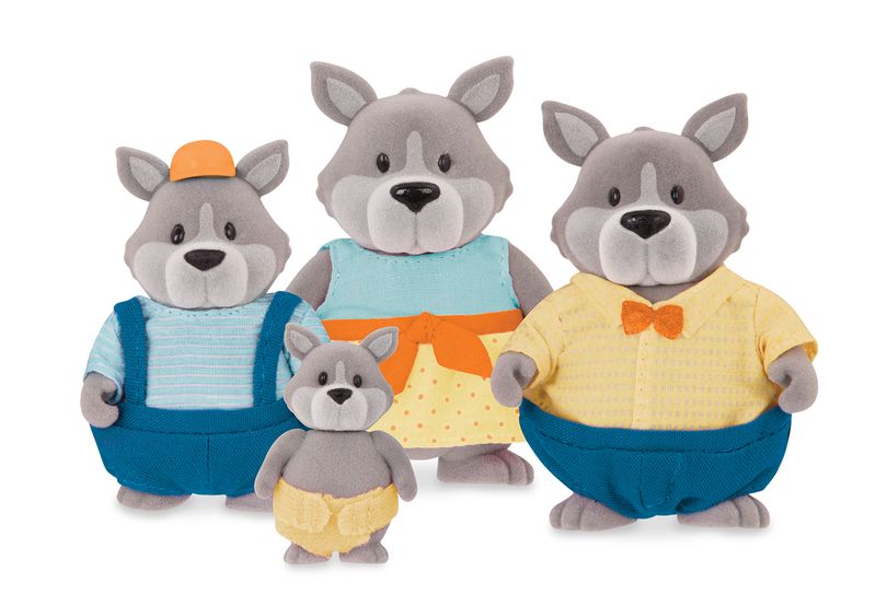 Li'l Woodzeez Wolf Family With Book