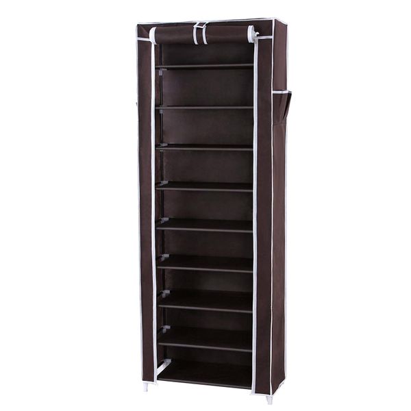 Multipurpose Portable Folding Shoe Rack 9 Tier - Brown