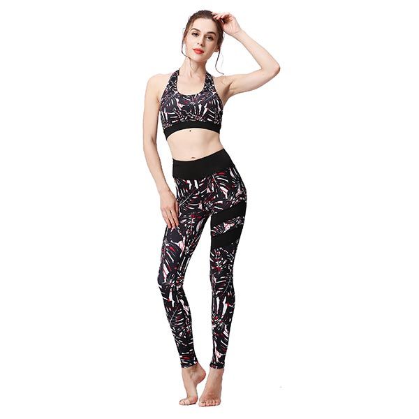Ladies Black Fern Yoga Set Activewear | 207