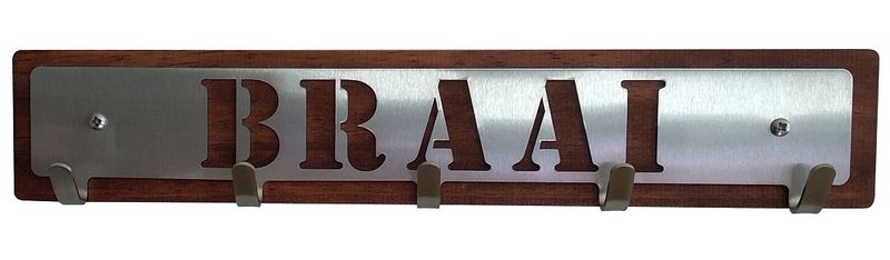 Braai Tongs Holder - 5 Hooks - Stainless Steel