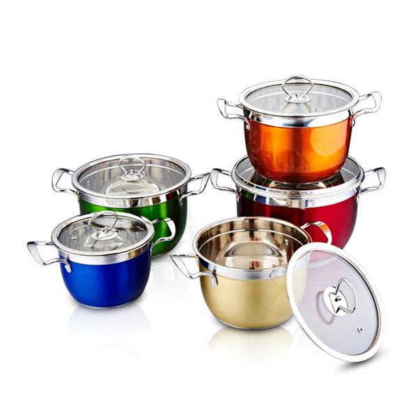 High Quality Cookware 10 Pieces Colourful Pot Set