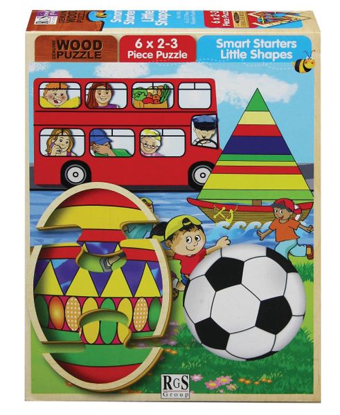 RGS Group Shapes Wooden Puzzle - 6 X 2-3 Piece Puzzles