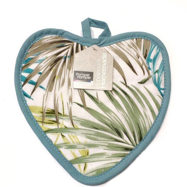 PH Home - Cotton Fern Leaf Heart Shaped Pot Holder