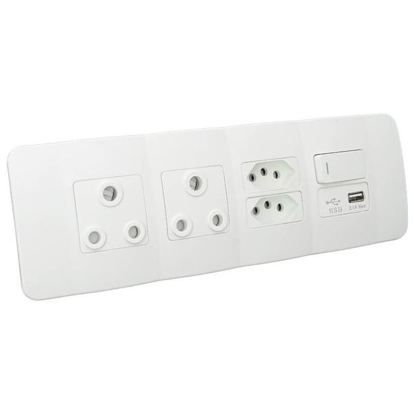 VETi - OMNI3W Double Switched Socket, 16A RSA, 2 x RSA, V-Slim &amp; Data