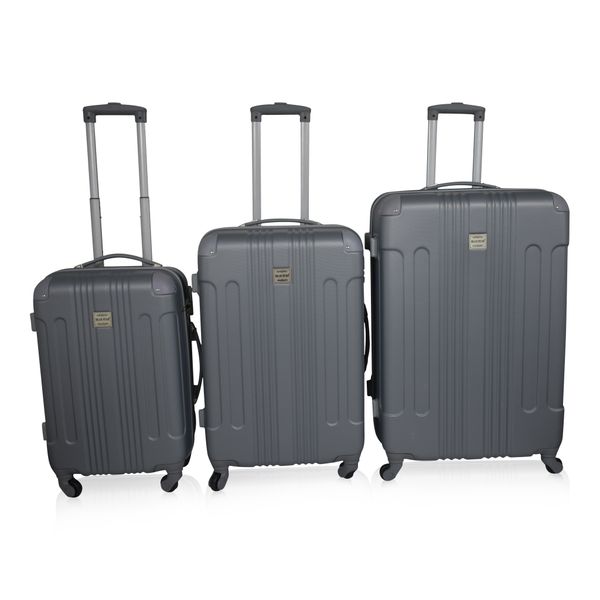 3 Piece Hard Outer Shell Lightweight Luggage Set - Silver