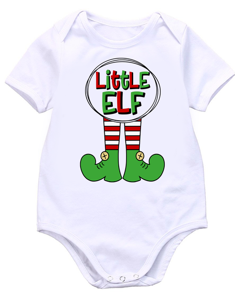 Pic-a-Tee Short Sleeve Body Vest Christmas Little Elf Print