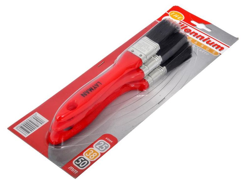 Academy Brushware Paint Brush Layman Red 3 Piece 25/38/50mm