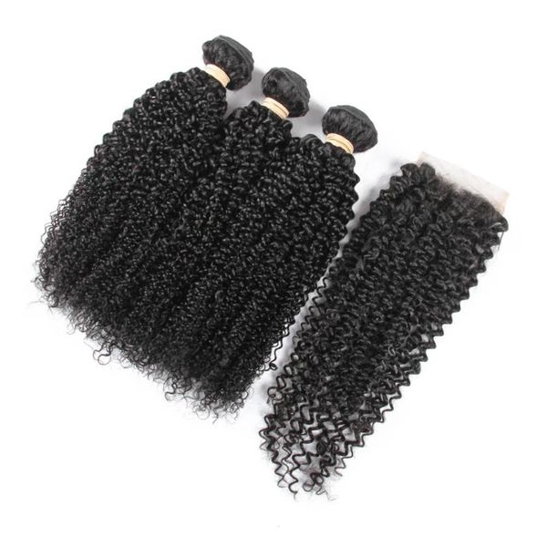 Blkt Kinky Curl 16 inches x3 Peruvian Weaves and Free Closure