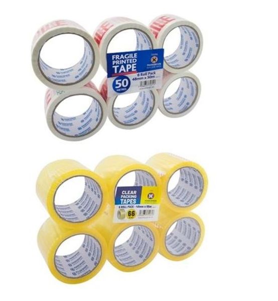 6 Rolls Fragile Tape &amp; 6 Rolls Packaging Tape