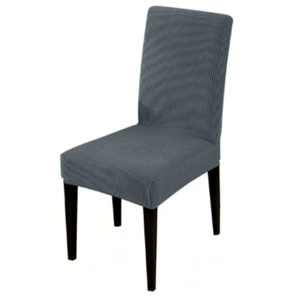 Elasticated Textured Dining Room Chair, Grey Dining Room Chair Cover