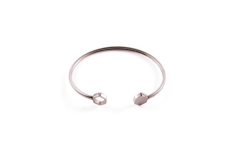 Glamzza silver hexagon cuff bracelet