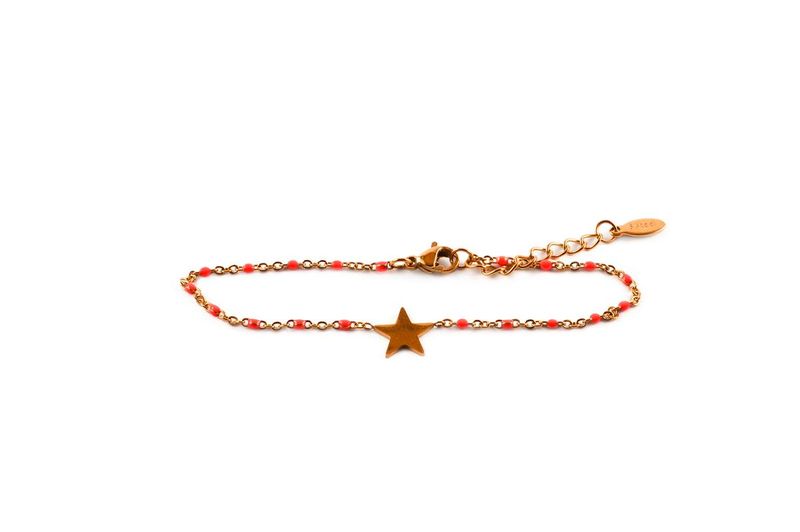 Glamzza gold pink star bracelet