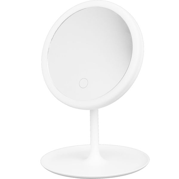 Makeup Mirror with Light Fill Light Dormitory Desktop Vanity Mirror - White