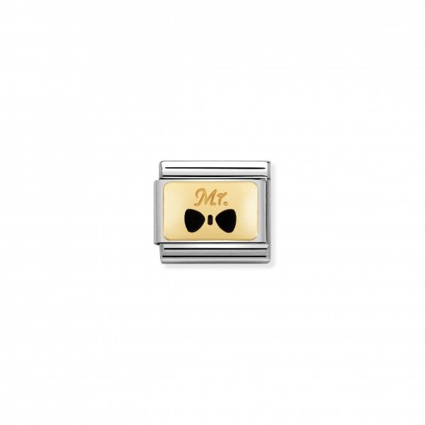 Nomination Gold and Enamel Mr with Black Bow Picture Charm