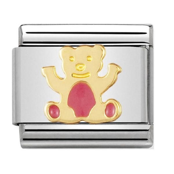 Nomination Gold and Enamel Pink Bear Picture Charm