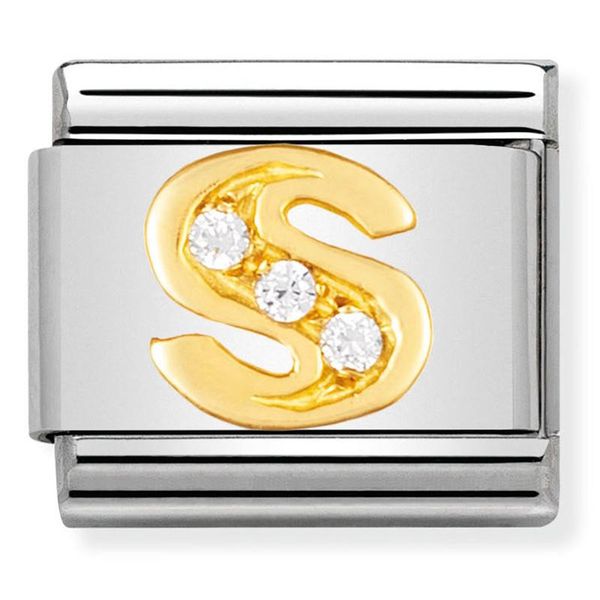 Nomination Gold CZ Letter S Charm