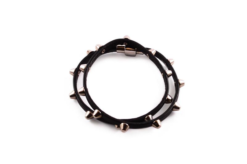 Glamzza black leather rope bracelet