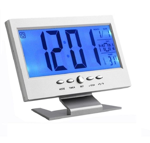 Backlight Humidity Digital LCD Clock - Silver