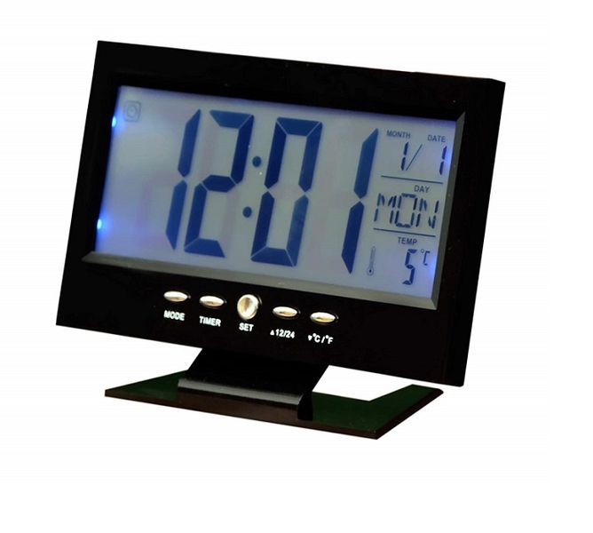 Backlight Humidity Digital LCD Clock - Black