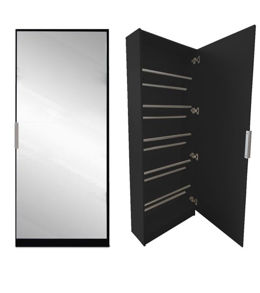 Full Mirror Shoe Cabinet Black image