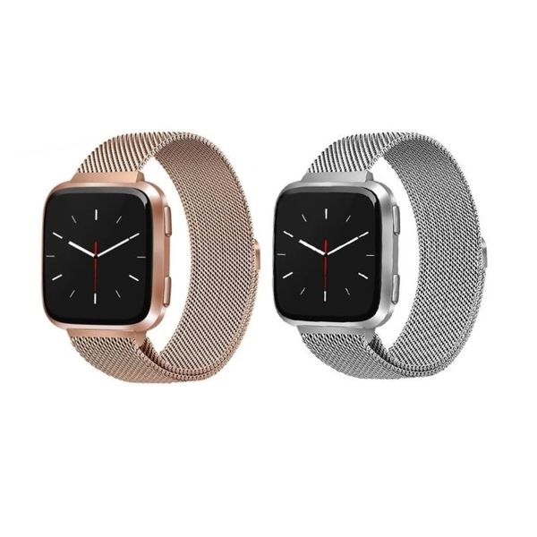 Linxure Pack Of 2 Fitbit Versa Steel Mesh Replacement Straps - Large