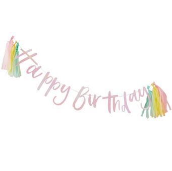 Pastel Party - Bunting - Happy Birthday - With Tassels