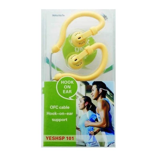 Geeko Innovate Hook On Ear Dynamic Stereo Earphones- Yellow