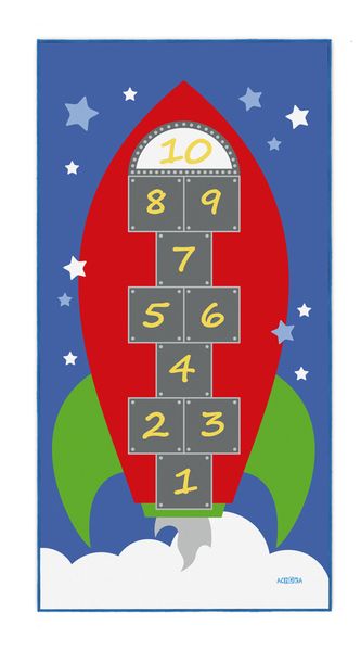 Kids Original Hop Scotch Mat Red 100cm x 200cm