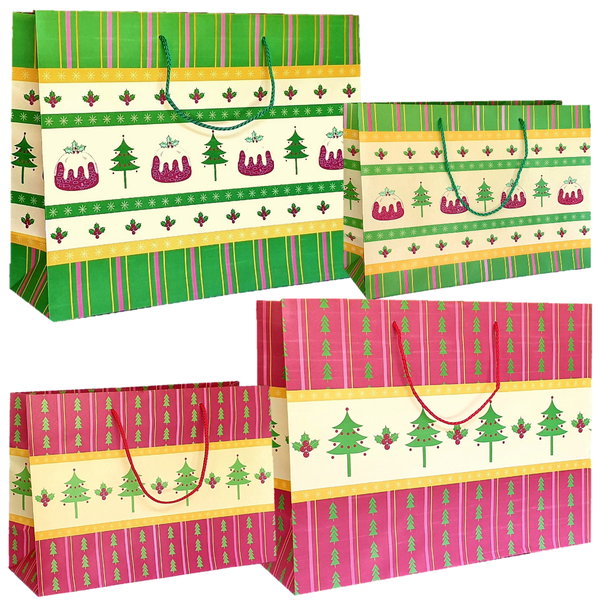 Christmas Gift Carrier Bags - Pack Of 4