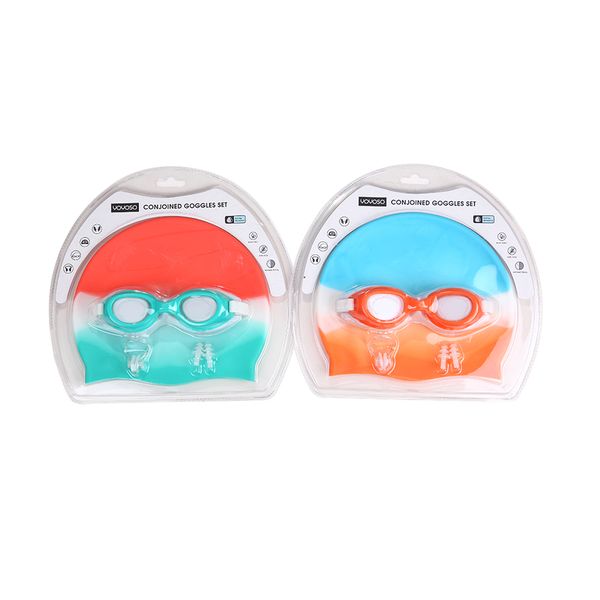 Kiddies Swimming Goggles Set - Orange and Blue