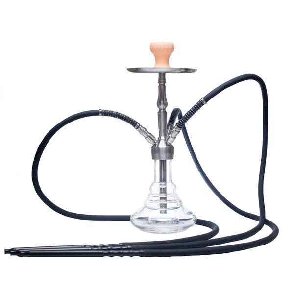 3 Pipe Stainless Steel Hubbly Bubbly Glass Base Hookah