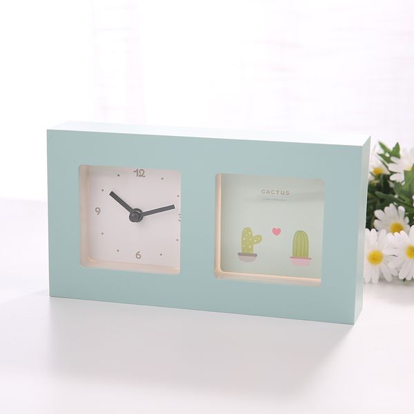 Cactus Picture Frame Clock - Blue