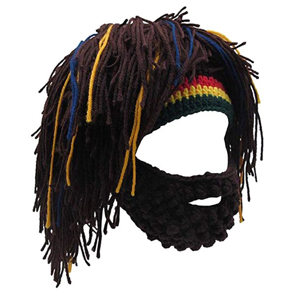 Creative Funny Original Knit Beard Hat Wig Beani image