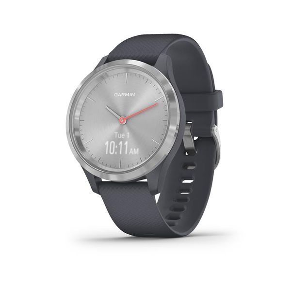Garmin Vivomove 3S Smartwatch (39mm) - Silver Bezel with Granite Blue Case and Silicone Band