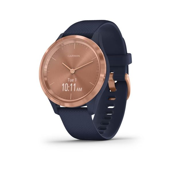 Garmin Vivomove 3S Smartwatch (39mm) - Rose Gold Bezel with Navy Case and Silicone Band
