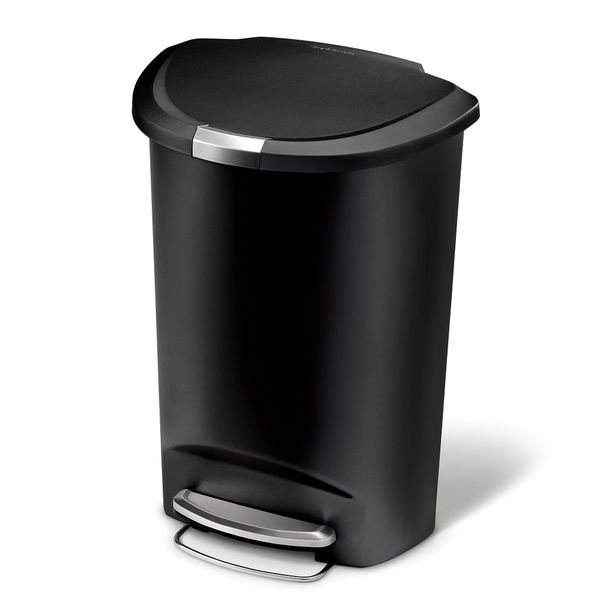 Simplehuman 50L Semi-Round Plastic Pedal Bin - Black