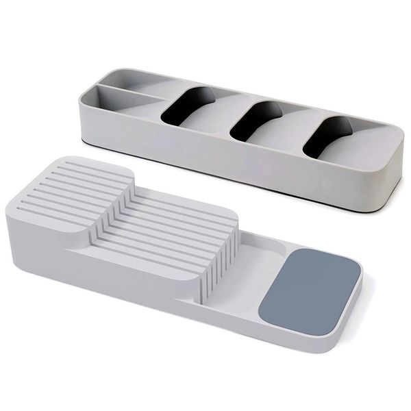 Kitchen Cutlery Organizer &amp; Knives Storage Set - Grey