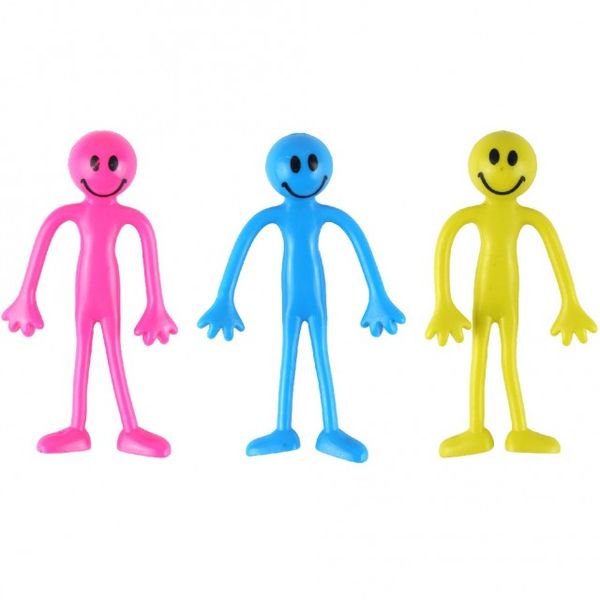 Bendy Smiley Men x 3 (Blue, Pink and Yellow)