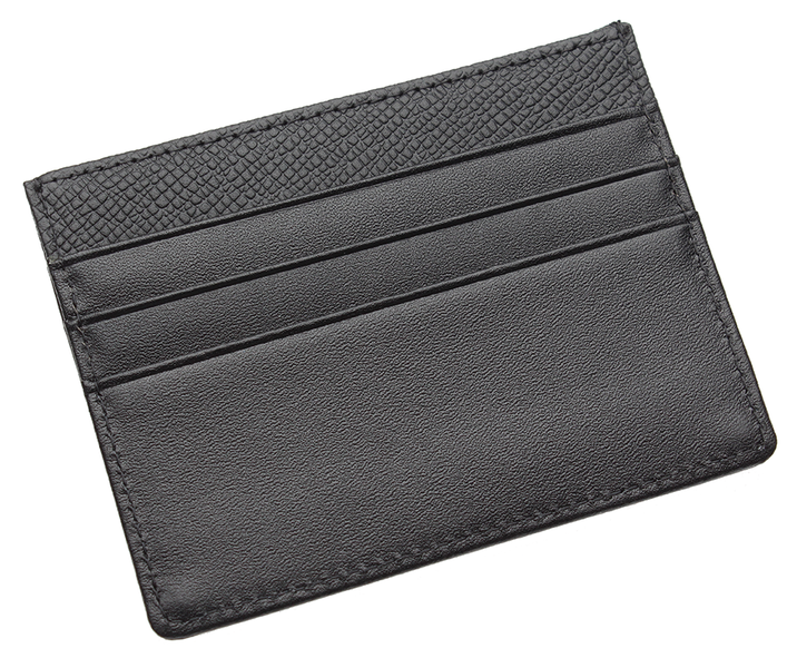 Genuine Leather RFID Blocking Slim Card Wallet Holder - Black