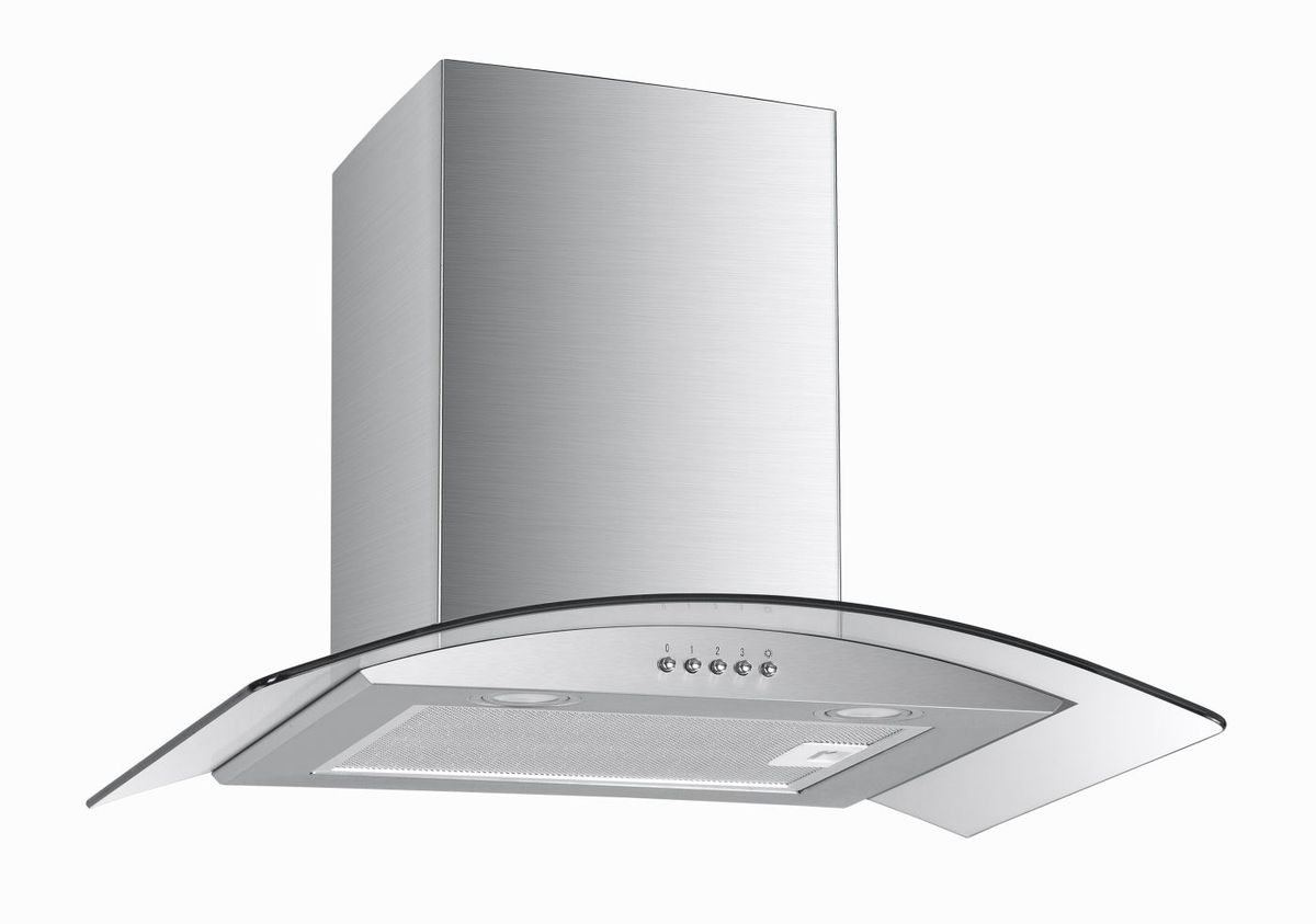 Euroair CH90G Wall Mounted Curved Glass & Stainless Steel Cooker Hood