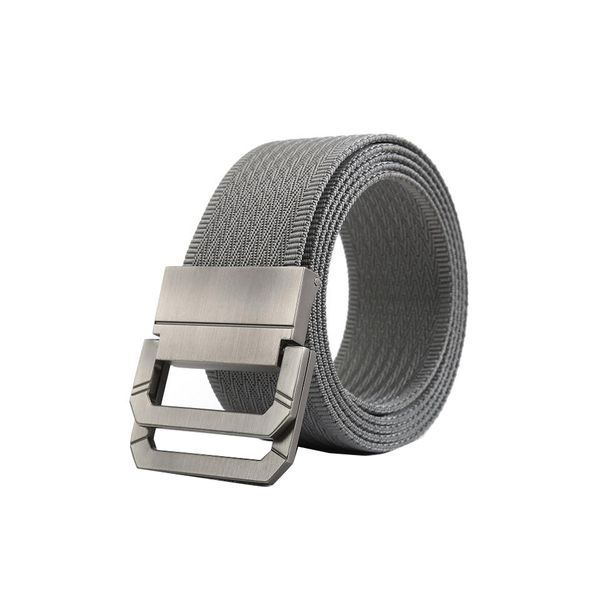 Double Loop Metal Buckle Canvas Tactical Belt-Gray