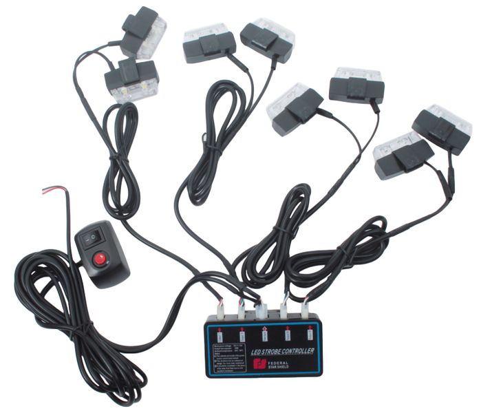 Grill Mount 12 Volt LED Strobe Warning Lamp Kit - Clear