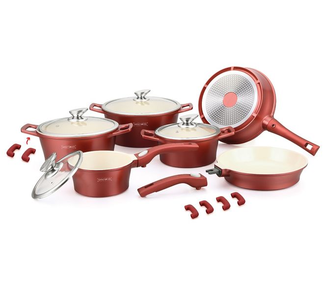 Royalty Line 16 Piece Ceramic Coating Cookware Set - Burgundy
