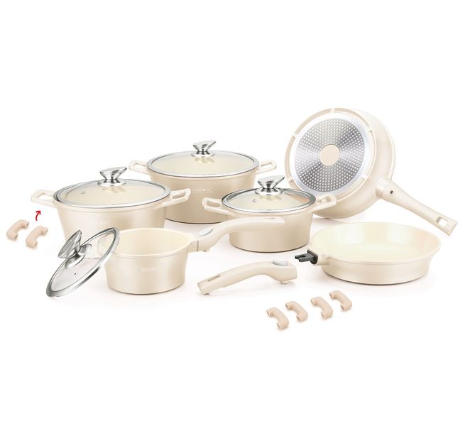 Royalty Line 16 Piece Ceramic Coating Cookware Set - Cream