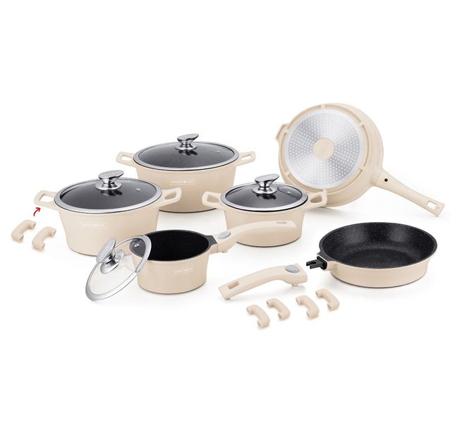 Royalty Line 16 Piece Marble Coating Cookware Set - Cream