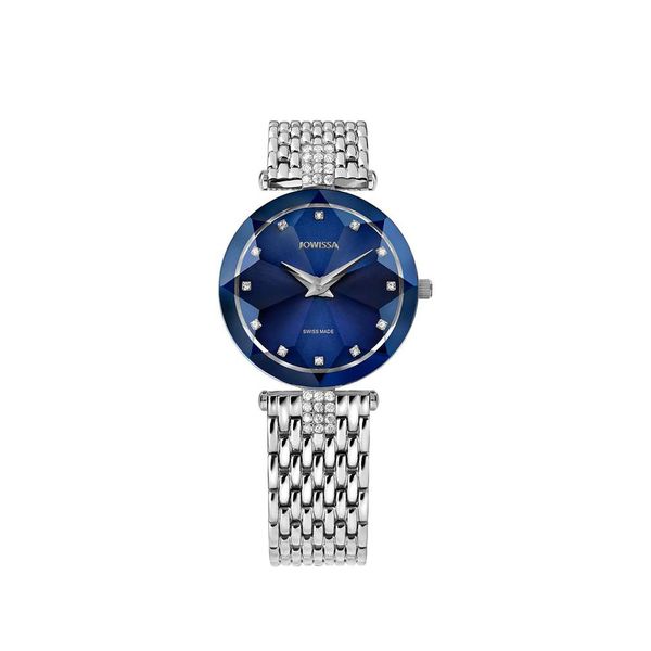 Jowissa Facet Strass Swiss Ladies Watch - Silver &amp; Blue