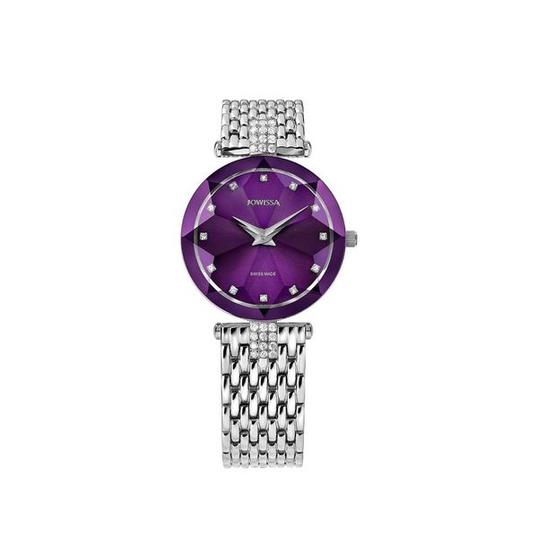 Jowissa Facet Strass Swiss Ladies Watch - Silver &amp; Purple