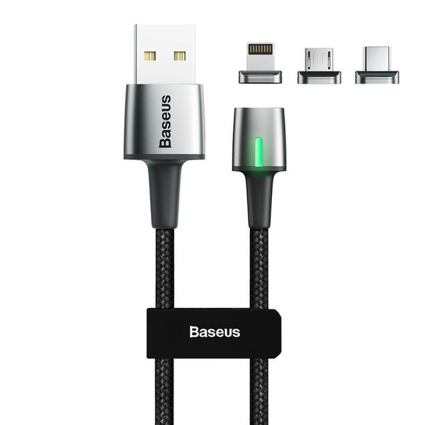 Baseus 1m - 2.4A Zinc Magnetic Series USB Type-A to Type-C/Micro/Lightning