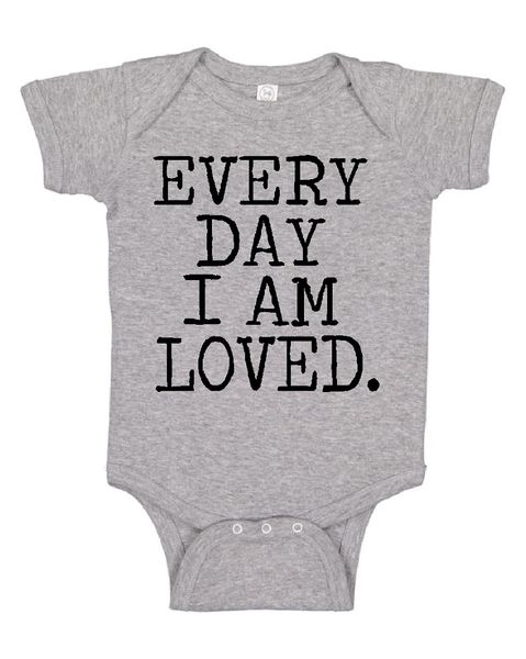 The Funky Shop Everyday I Am Loved Slogan Baby Onesie